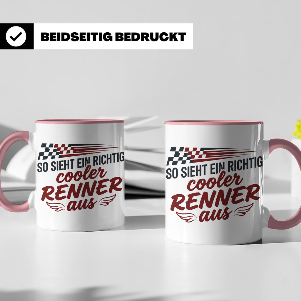 Rennfahrer Tasse So sieht ein cooler Renner aus Motorsport G – Rosa [farbe:rosa]