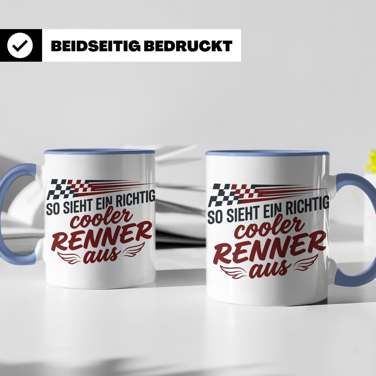 Rennfahrer Tasse So sieht ein cooler Renner aus Motorsport G – Blau [farbe:blau]