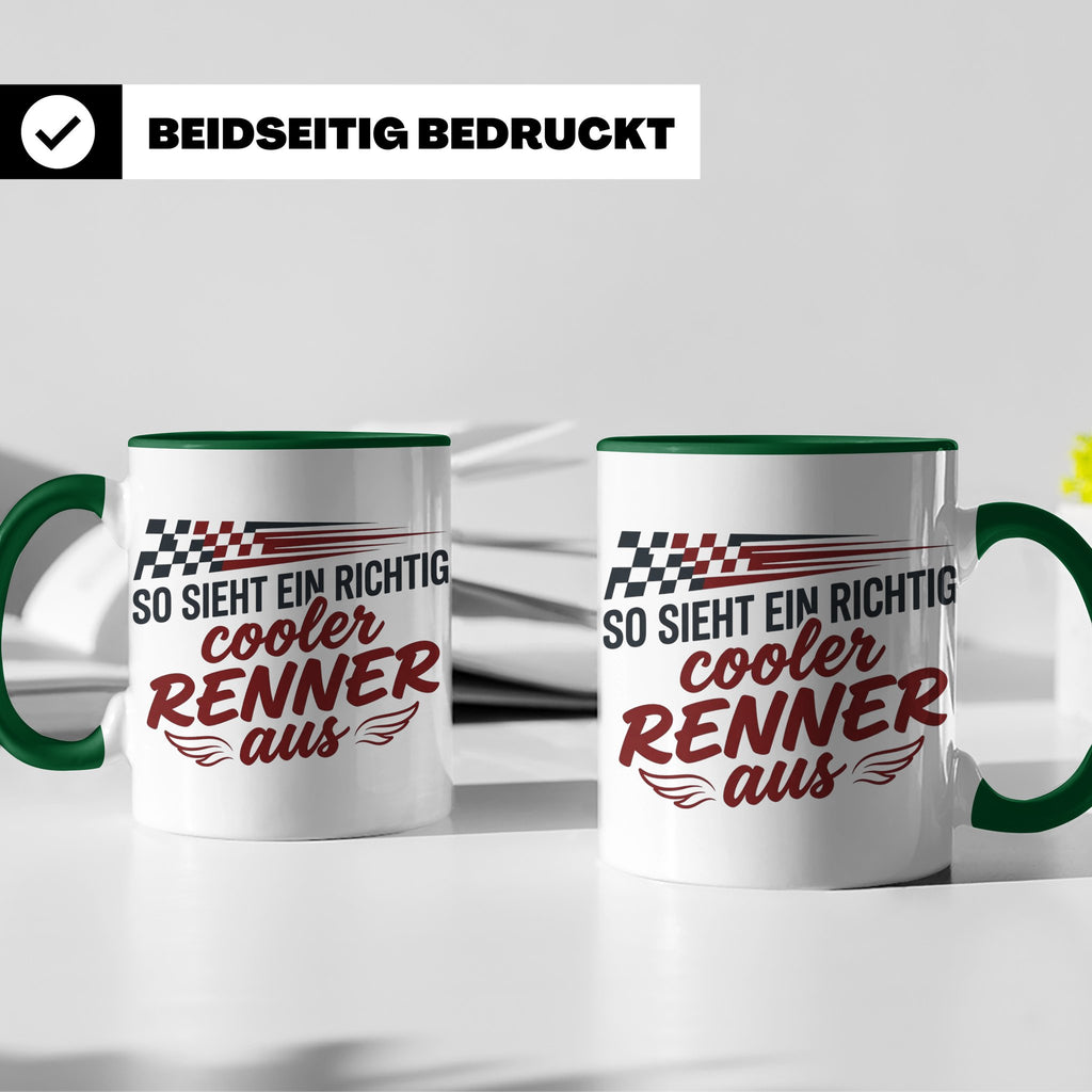 Rennfahrer Tasse So sieht ein cooler Renner aus Motorsport G – Grün [farbe:grün]