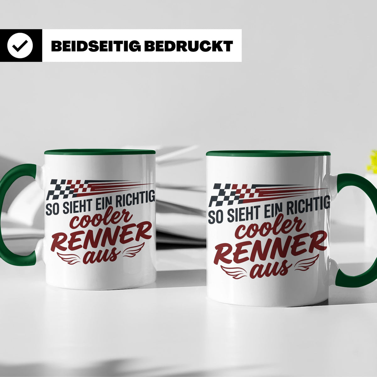 Rennfahrer Tasse So sieht ein cooler Renner aus Motorsport G – Grün [farbe:grün]