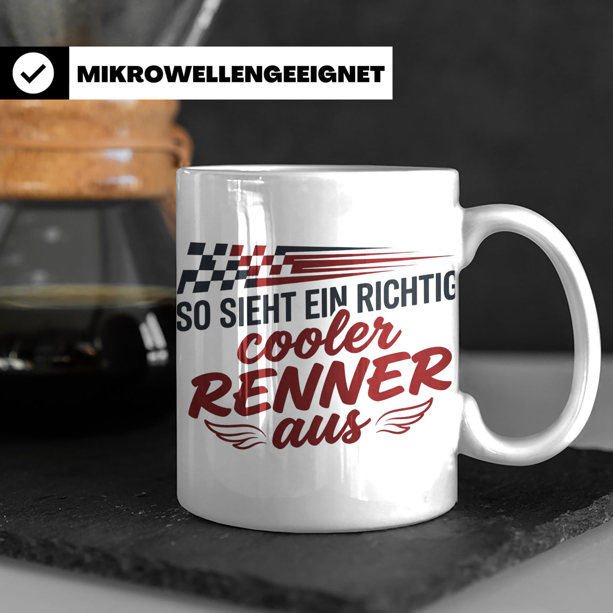 Rennfahrer Tasse So sieht ein cooler Renner aus Motorsport G – Weiß [farbe:weiß]