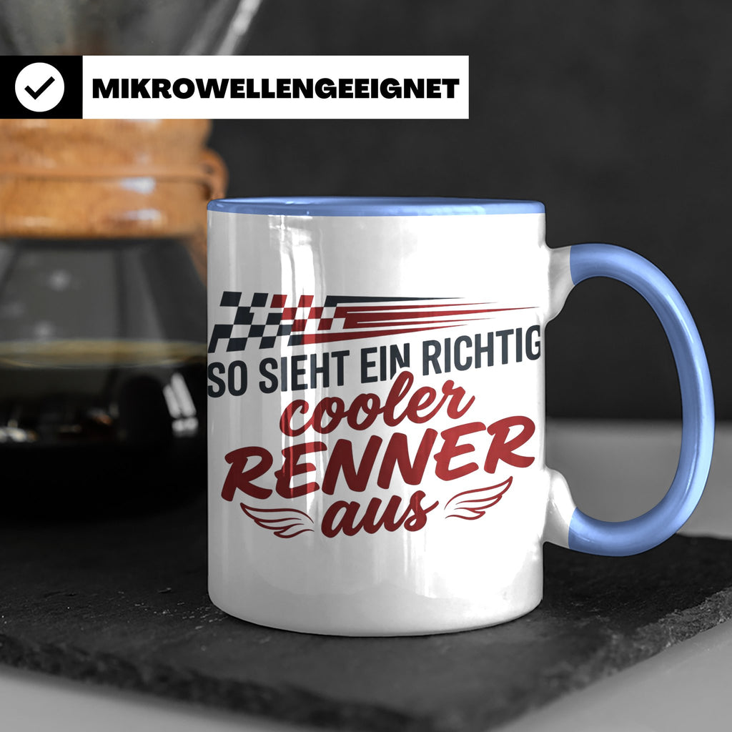 Rennfahrer Tasse So sieht ein cooler Renner aus Motorsport G – Blau [farbe:blau]