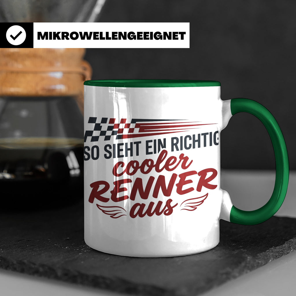 Rennfahrer Tasse So sieht ein cooler Renner aus Motorsport G – Grün [farbe:grün]