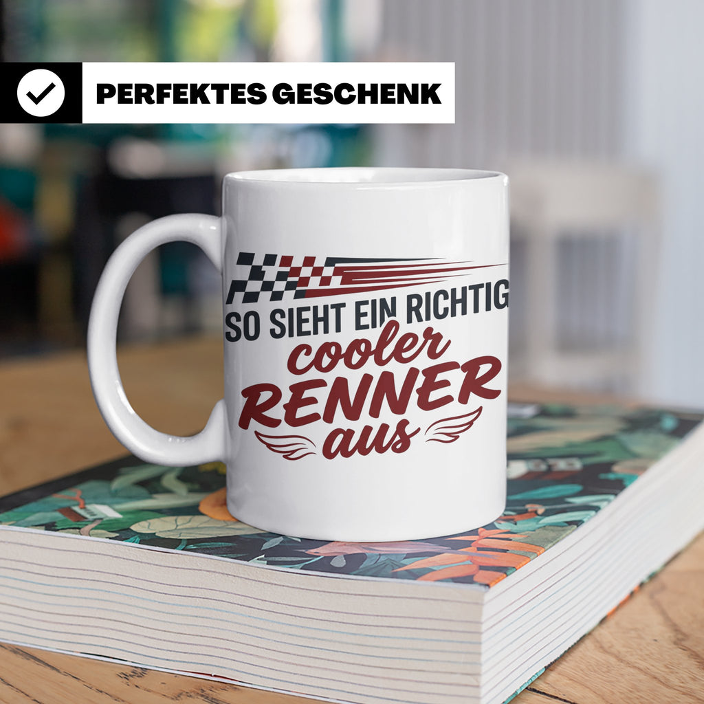 Rennfahrer Tasse So sieht ein cooler Renner aus Motorsport G – Weiß [farbe:weiß]