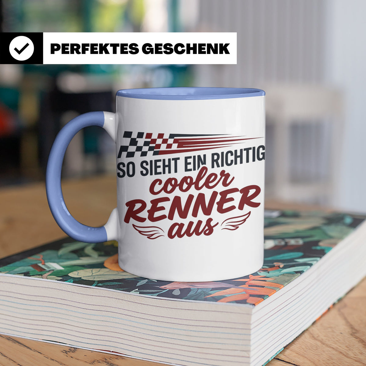 Rennfahrer Tasse So sieht ein cooler Renner aus Motorsport G – Blau [farbe:blau]