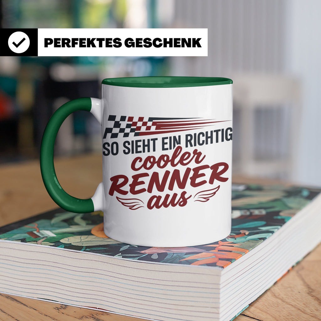 Rennfahrer Tasse So sieht ein cooler Renner aus Motorsport G – Grün [farbe:grün]