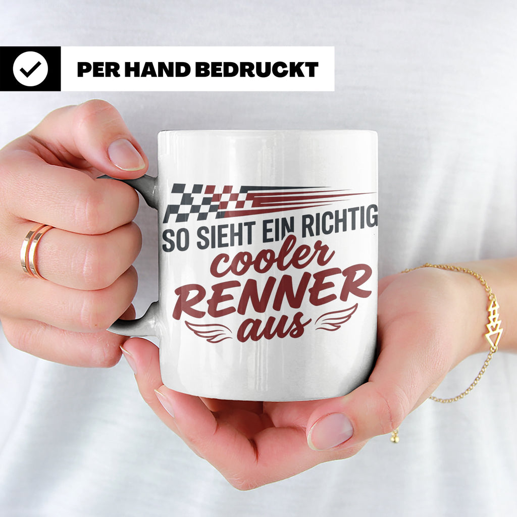 Rennfahrer Tasse So sieht ein cooler Renner aus Motorsport G – Weiß [farbe:weiß]