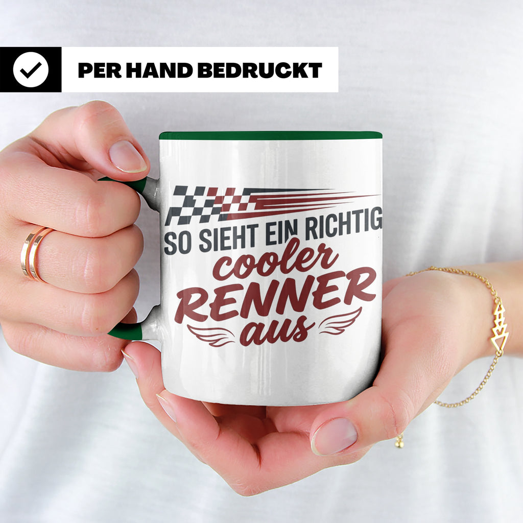 Rennfahrer Tasse So sieht ein cooler Renner aus Motorsport G – Grün [farbe:grün]
