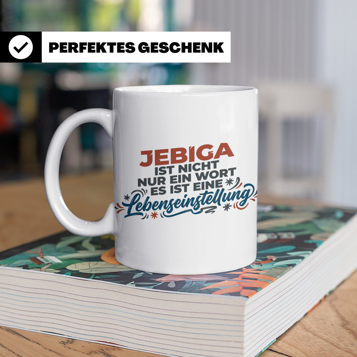 Jebiga Tasse mit Spruch Lebenseinstellung | Lustiges Balkan  – Weiß [farbe:weiß]
