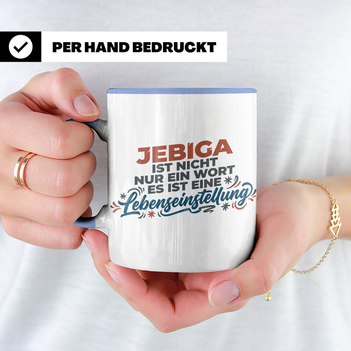 Jebiga Tasse mit Spruch Lebenseinstellung | Lustiges Balkan  – Blau [farbe:blau]