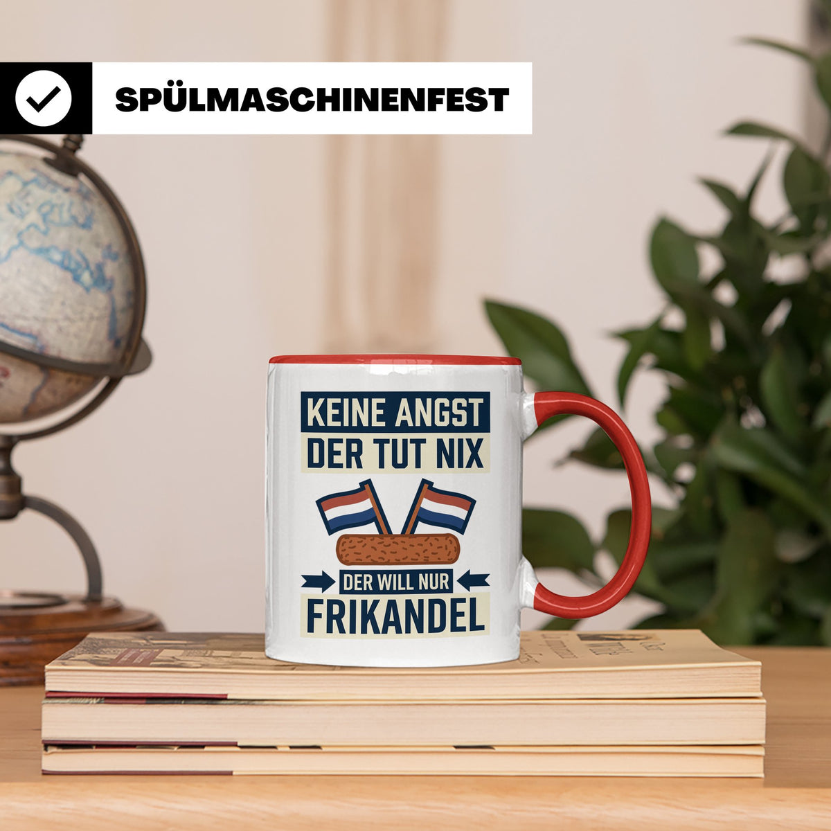 Frikandel Tasse Keine Angst der tut nix, lustiger Holland Sp – Rot [farbe:rot]