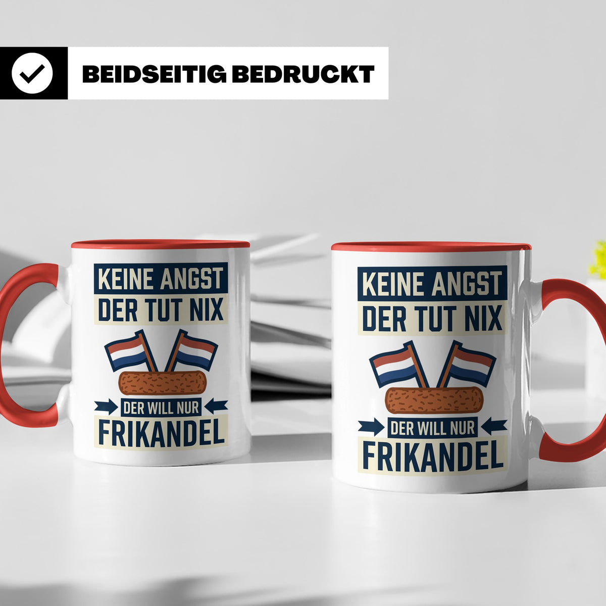 Frikandel Tasse Keine Angst der tut nix, lustiger Holland Sp – Rot [farbe:rot]