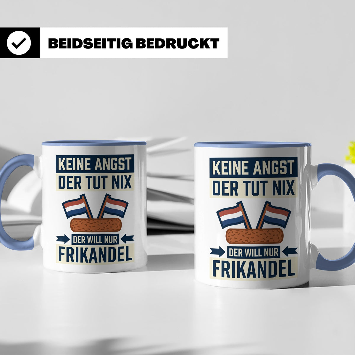 Frikandel Tasse Keine Angst der tut nix, lustiger Holland Sp – Blau [farbe:blau]