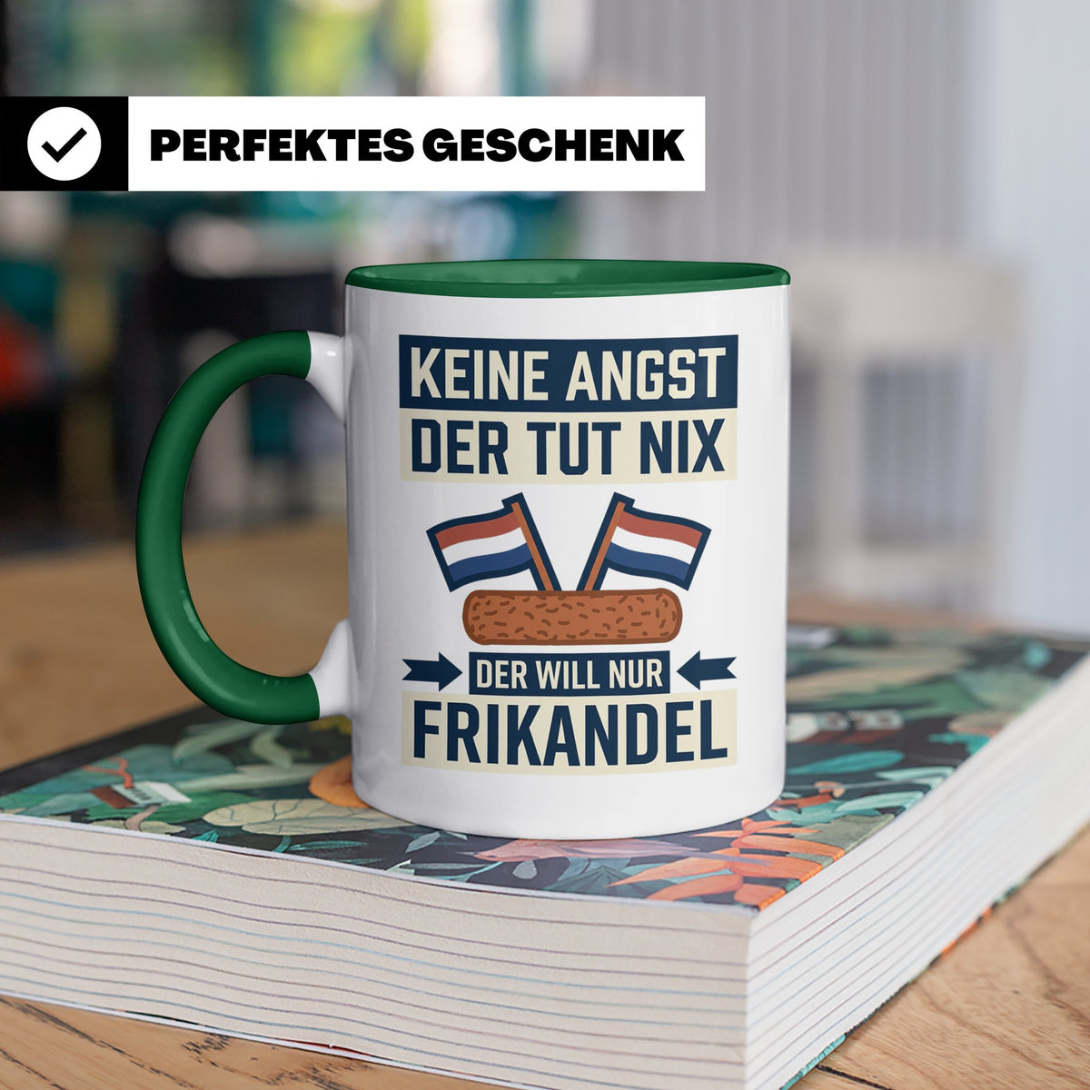 Frikandel Tasse Keine Angst der tut nix, lustiger Holland Sp – Grün [farbe:grün]