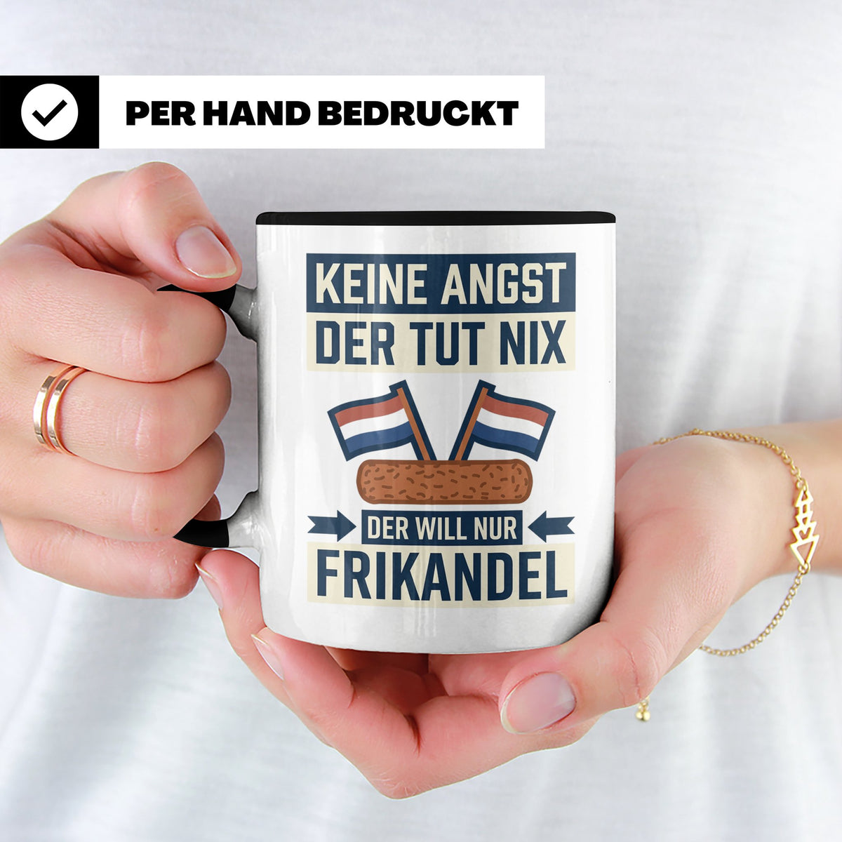 Frikandel Tasse Keine Angst der tut nix, lustiger Holland Sp – Schwarz [farbe:schwarz]