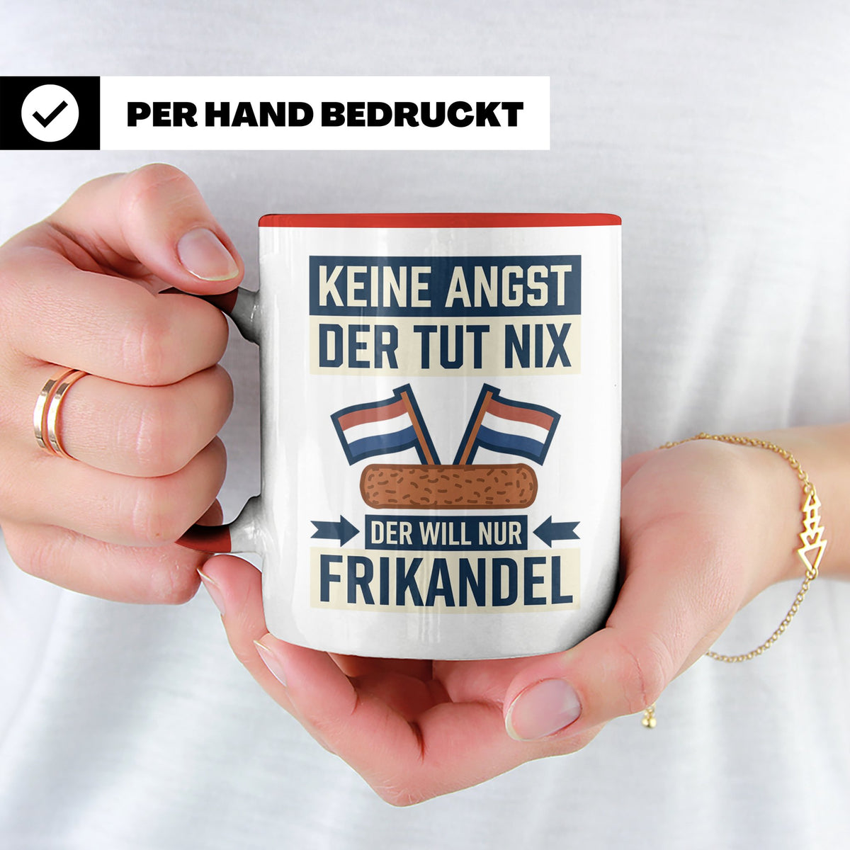 Frikandel Tasse Keine Angst der tut nix, lustiger Holland Sp – Rot [farbe:rot]