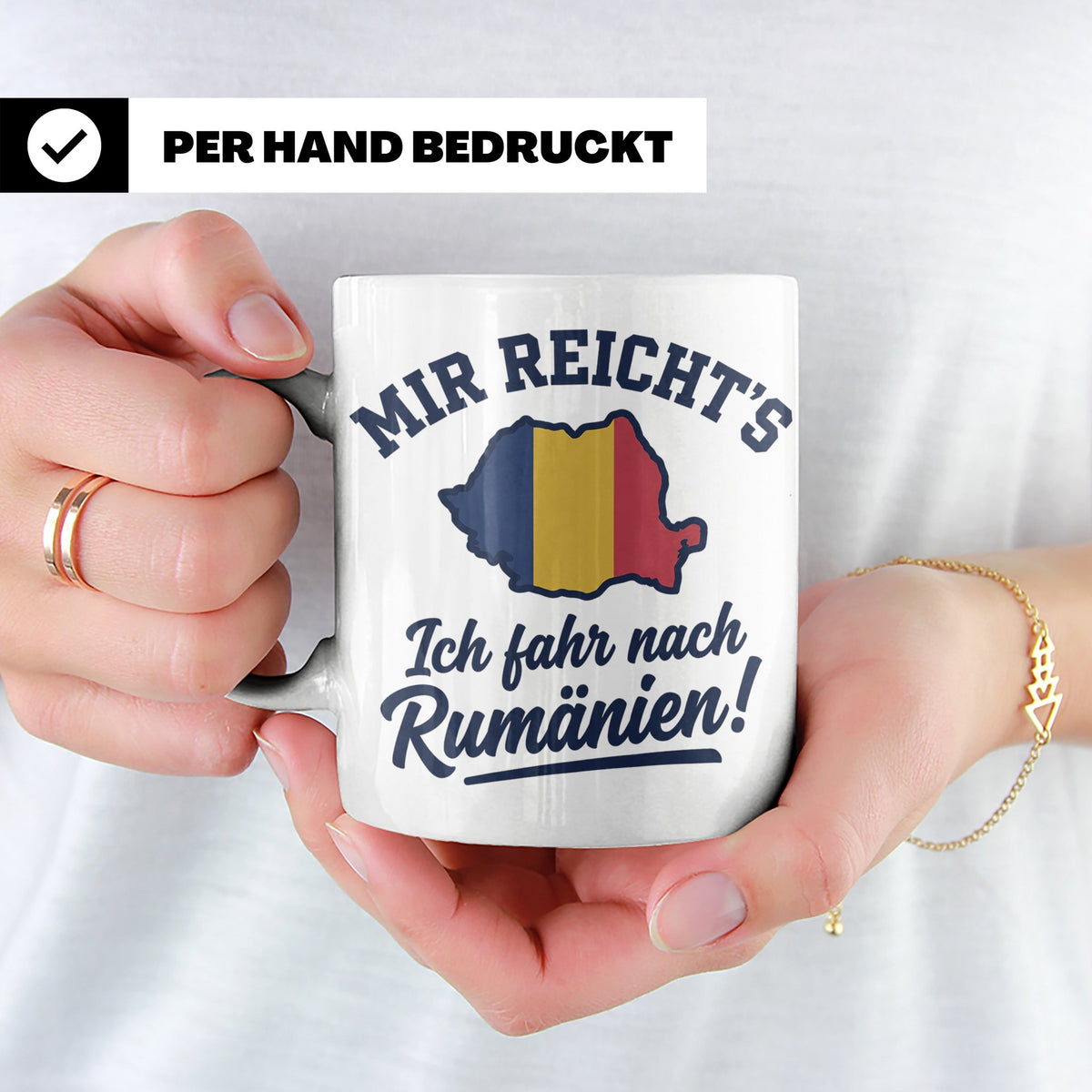 Rumänien Tasse mit Spruch Mir reicht's Ich fahr nach Rumänie – Weiß [farbe:weiß]