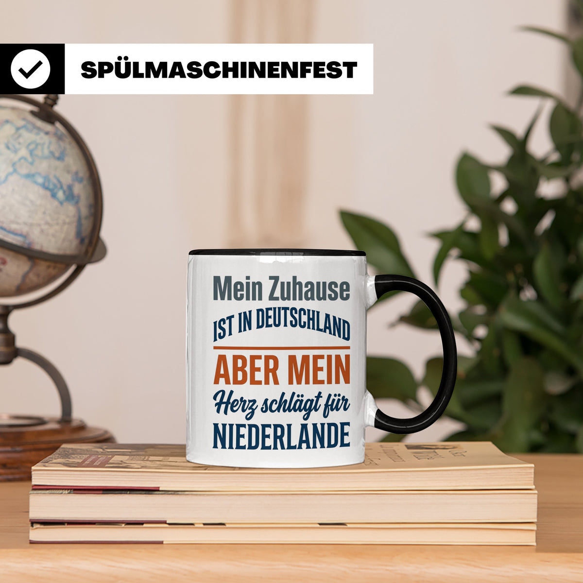 Niederlande Tasse Herz schlägt für Holland Spruch Zuhause De – Schwarz [farbe:schwarz]