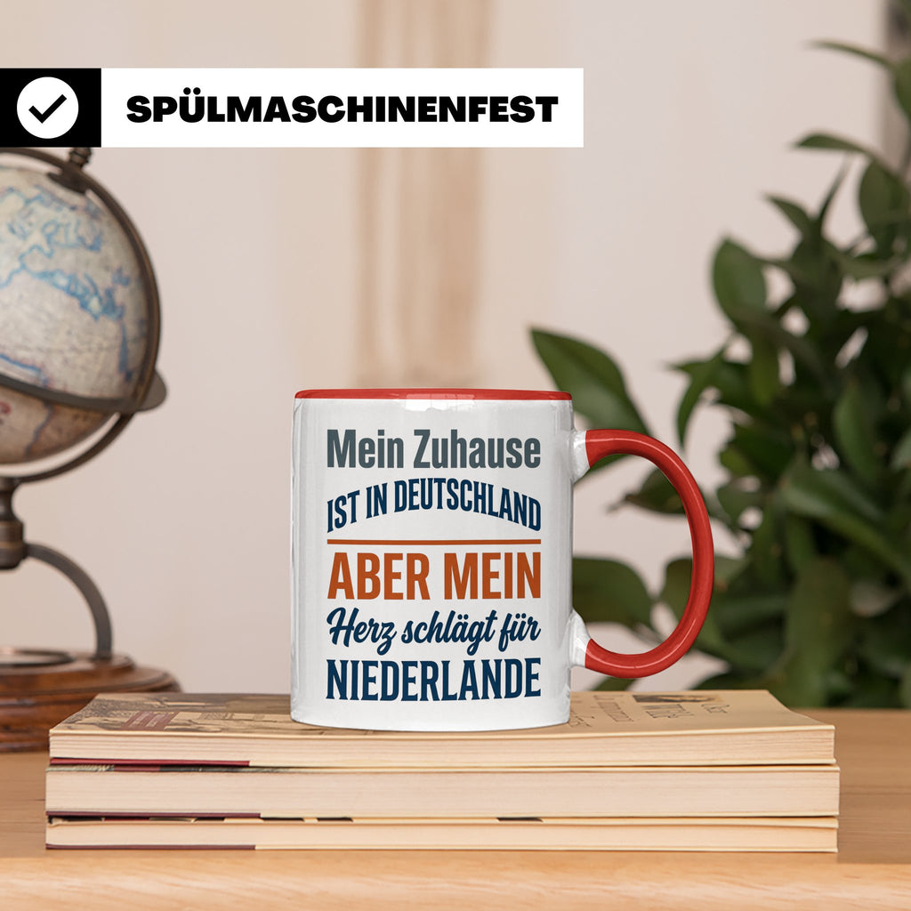Niederlande Tasse Herz schlägt für Holland Spruch Zuhause De – Rot [farbe:rot]