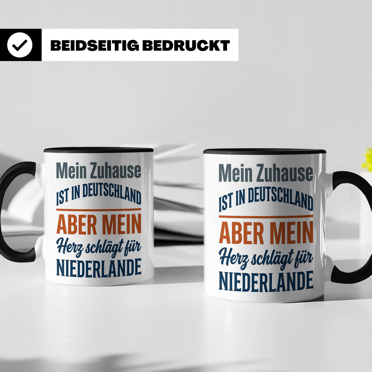 Niederlande Tasse Herz schlägt für Holland Spruch Zuhause De – Schwarz [farbe:schwarz]
