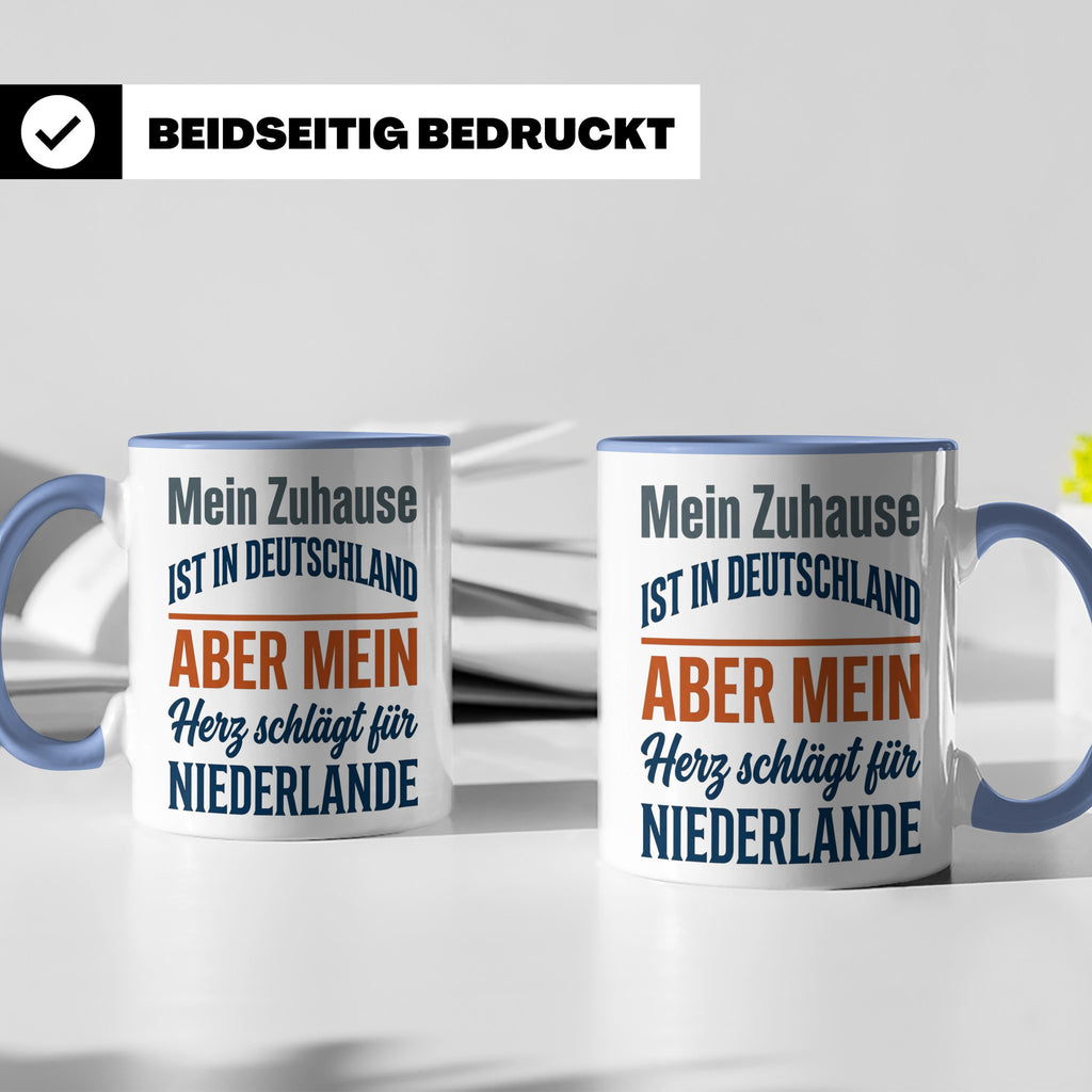 Niederlande Tasse Herz schlägt für Holland Spruch Zuhause De – Blau [farbe:blau]