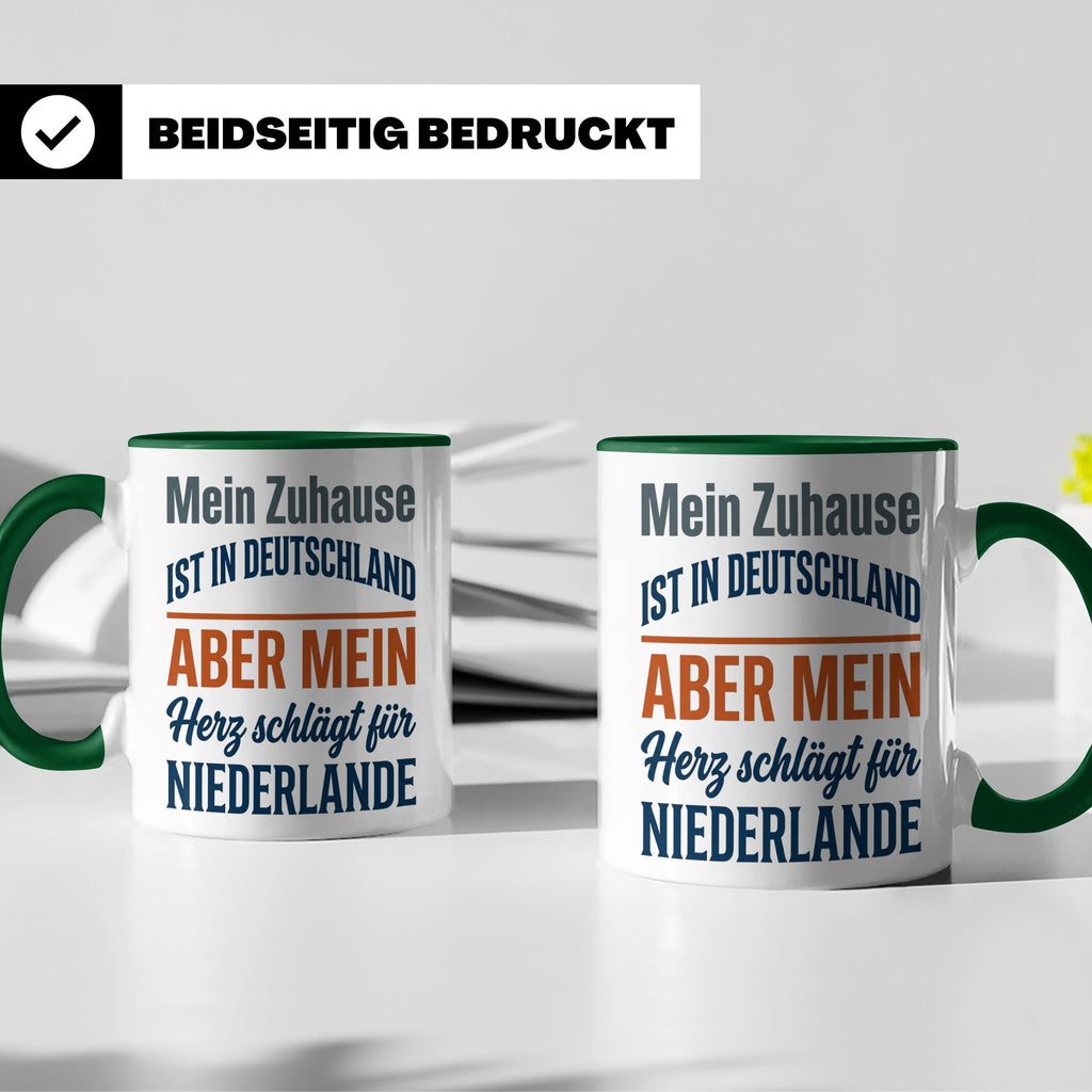 Niederlande Tasse Herz schlägt für Holland Spruch Zuhause De – Grün [farbe:grün]