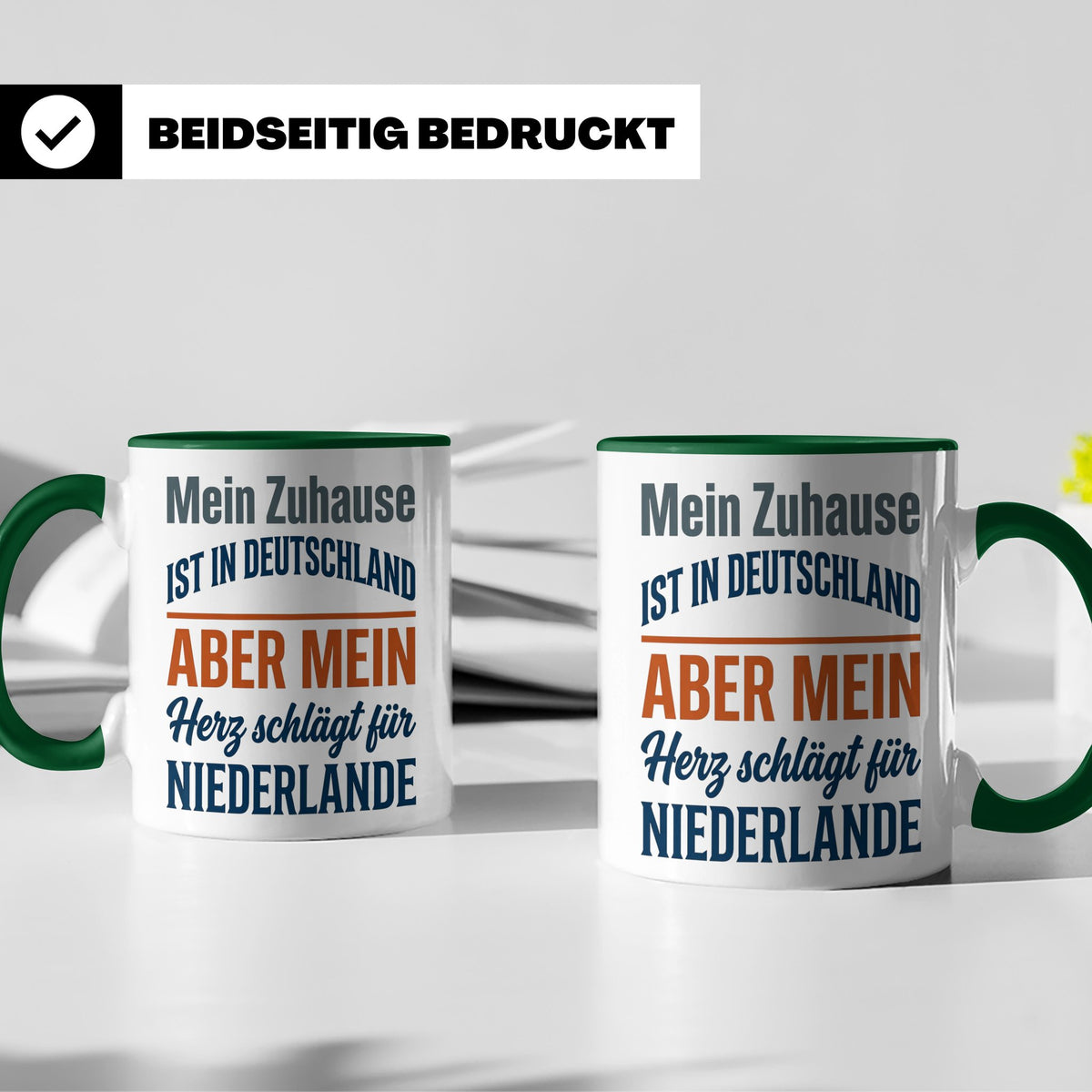 Niederlande Tasse Herz schlägt für Holland Spruch Zuhause De – Grün [farbe:grün]