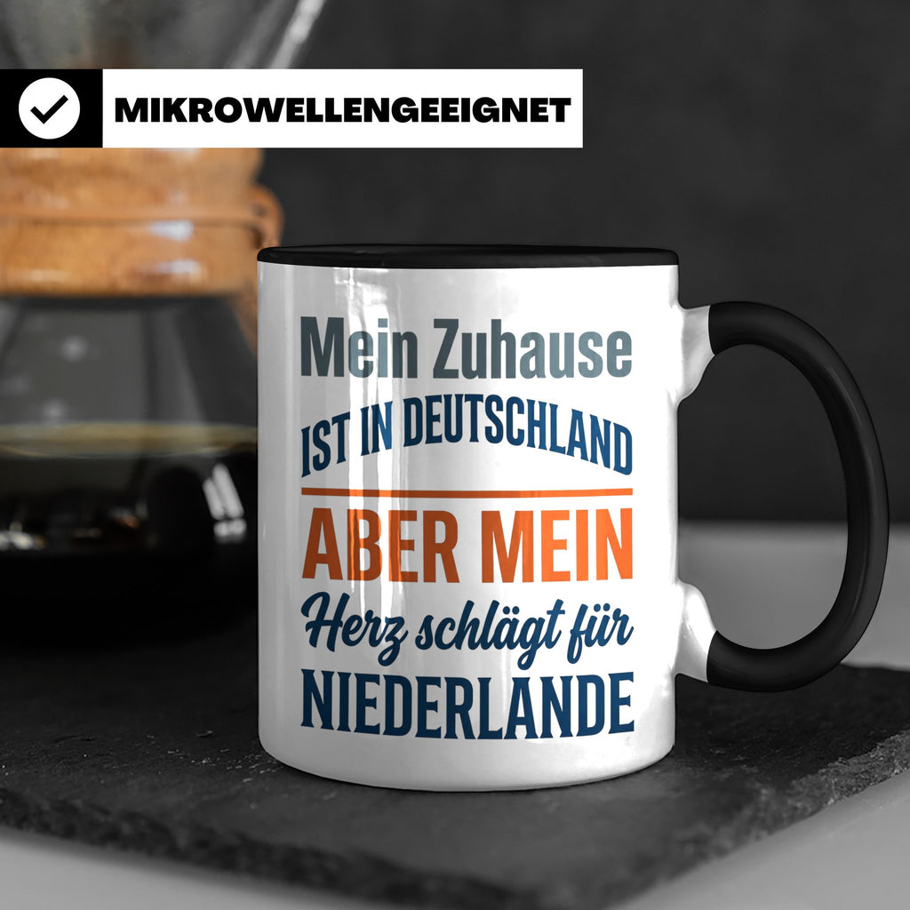 Niederlande Tasse Herz schlägt für Holland Spruch Zuhause De – Schwarz [farbe:schwarz]
