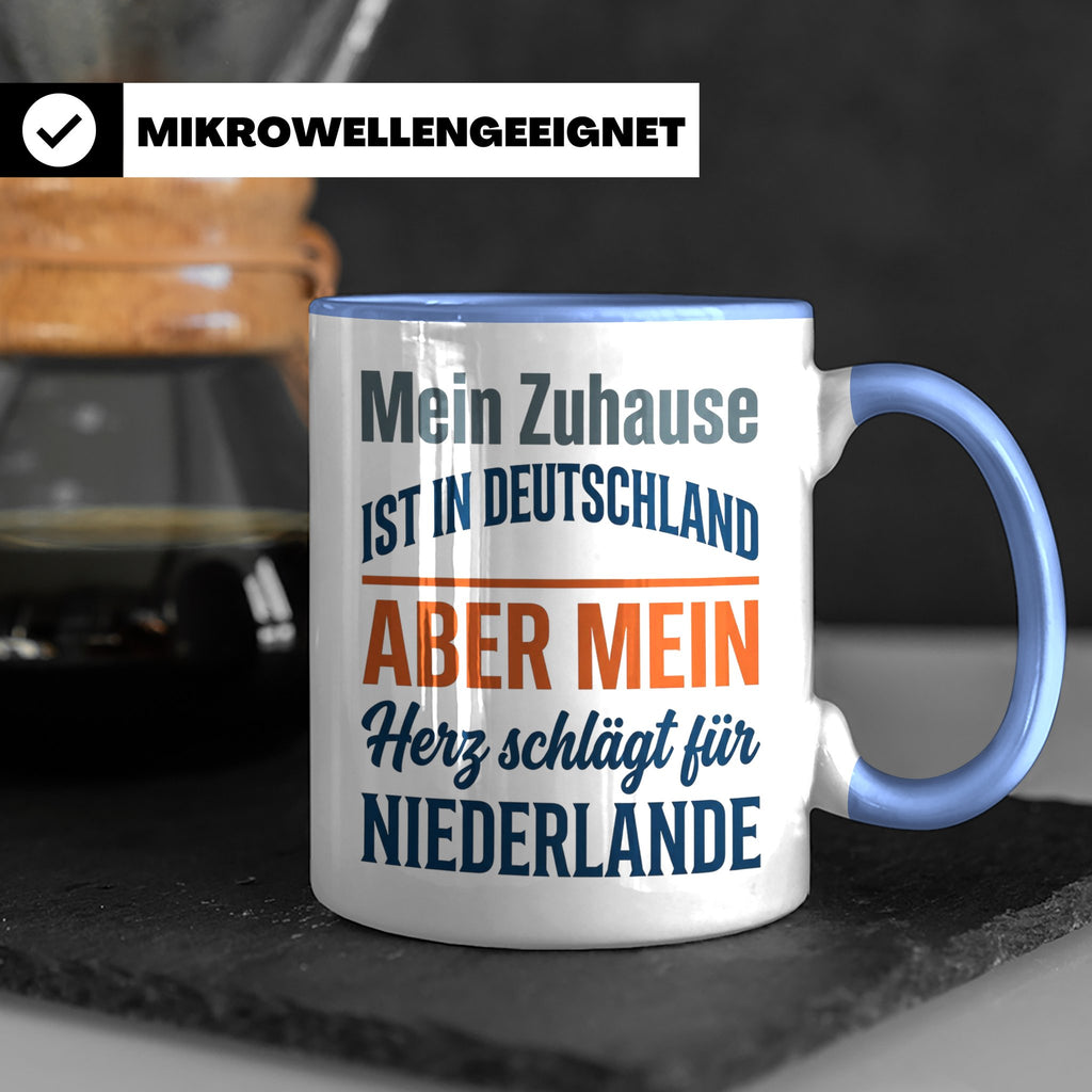 Niederlande Tasse Herz schlägt für Holland Spruch Zuhause De – Blau [farbe:blau]