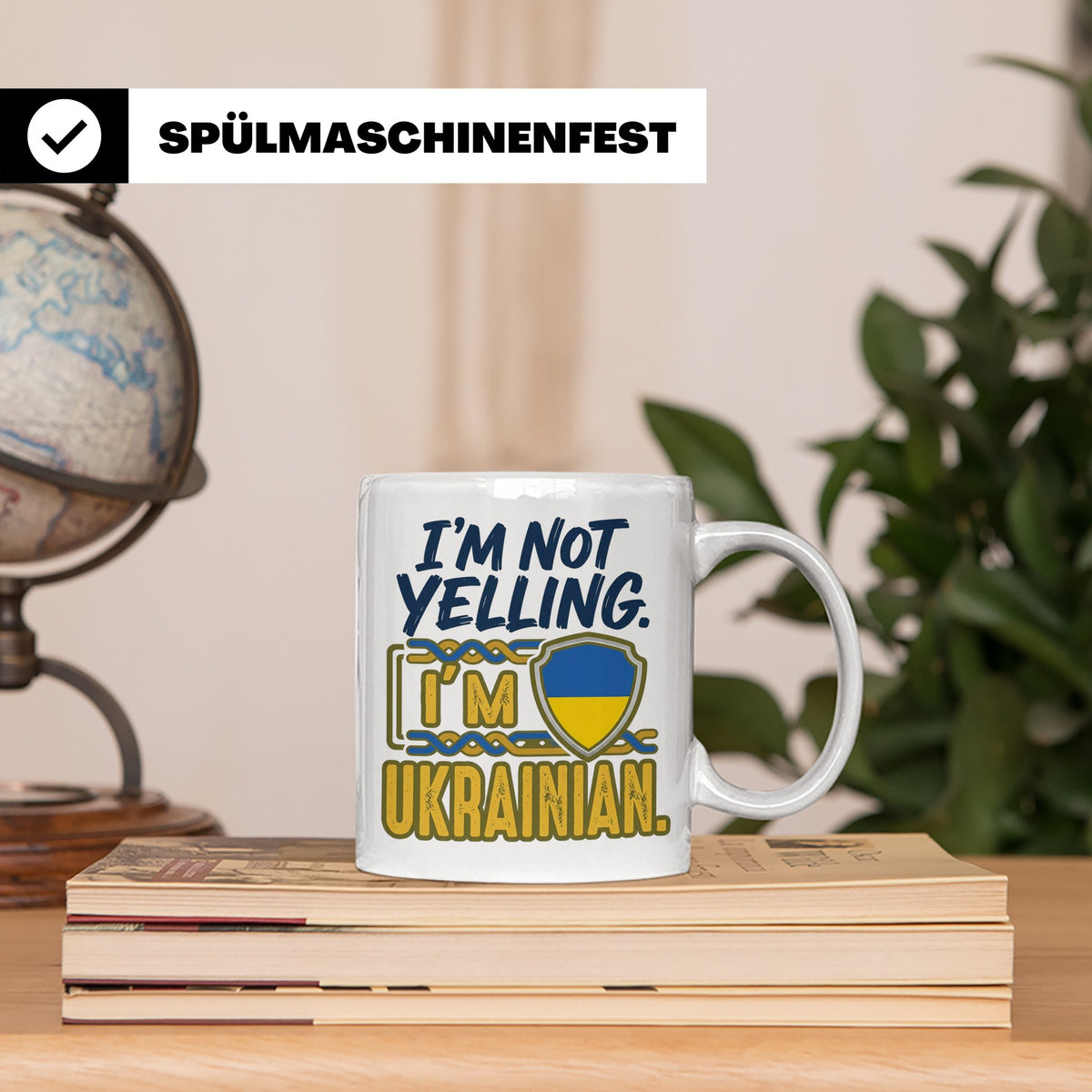 Ukrainer Tasse 'I'm not yelling' lustig | Ukrainische Flagge – Weiß [farbe:weiß]