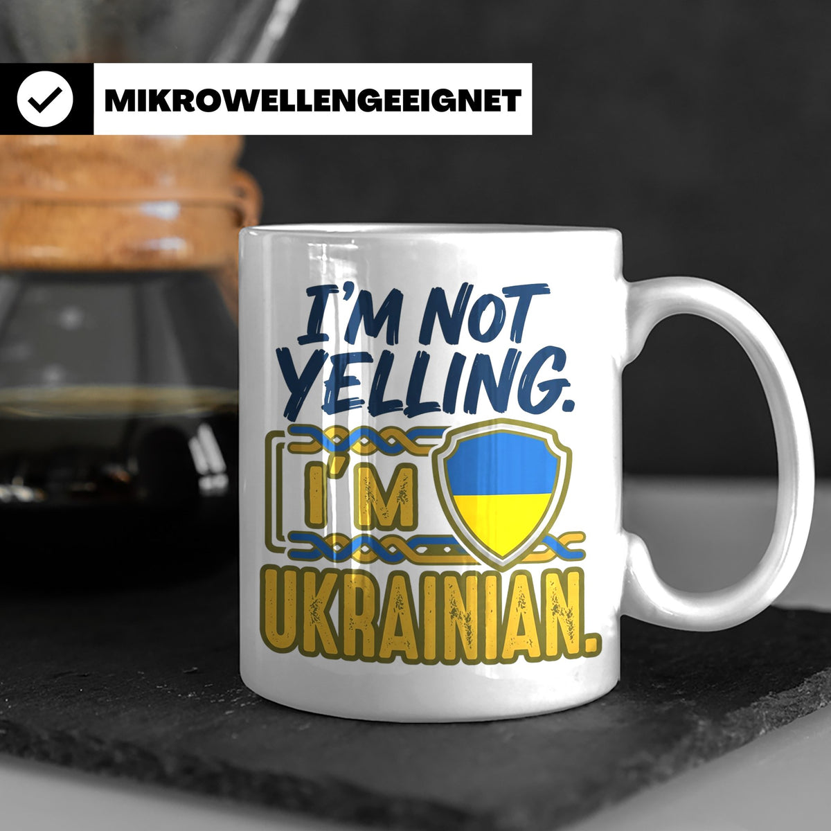 Ukrainer Tasse 'I'm not yelling' lustig | Ukrainische Flagge – Weiß [farbe:weiß]