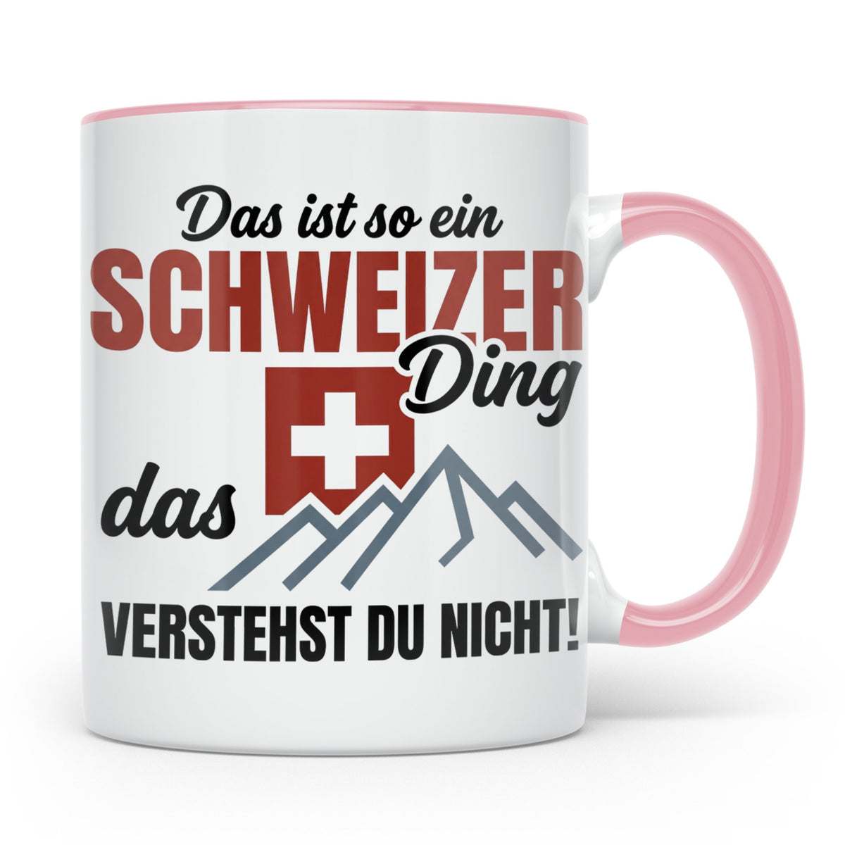 Schweizer Tasse mit Spruch "Schweizer Ding", Geschenk für Sc – Rosa [farbe:rosa]
