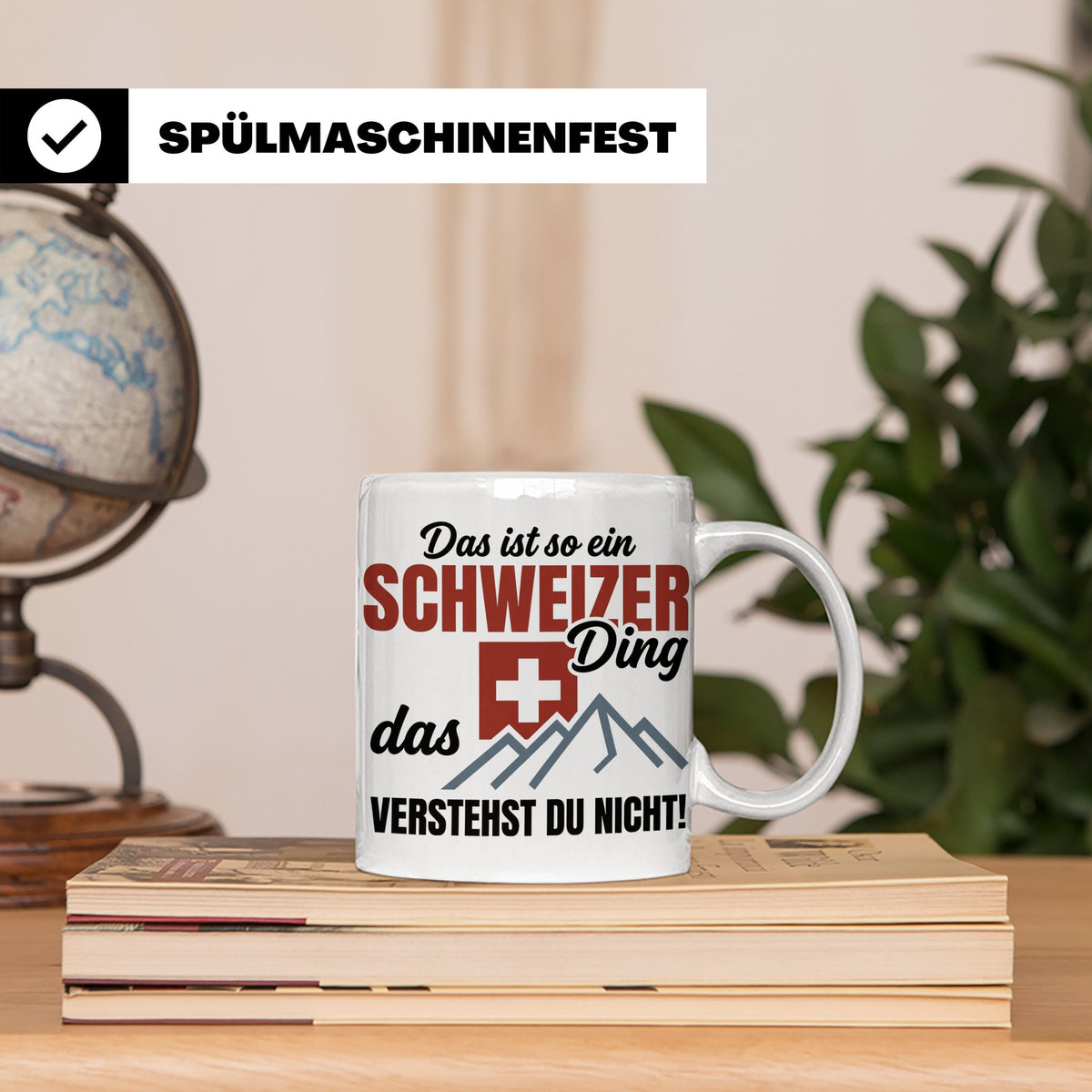 Schweizer Tasse mit Spruch "Schweizer Ding", Geschenk für Sc – Weiß [farbe:weiß]
