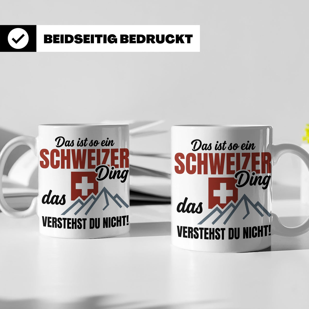 Schweizer Tasse mit Spruch "Schweizer Ding", Geschenk für Sc – Weiß [farbe:weiß]