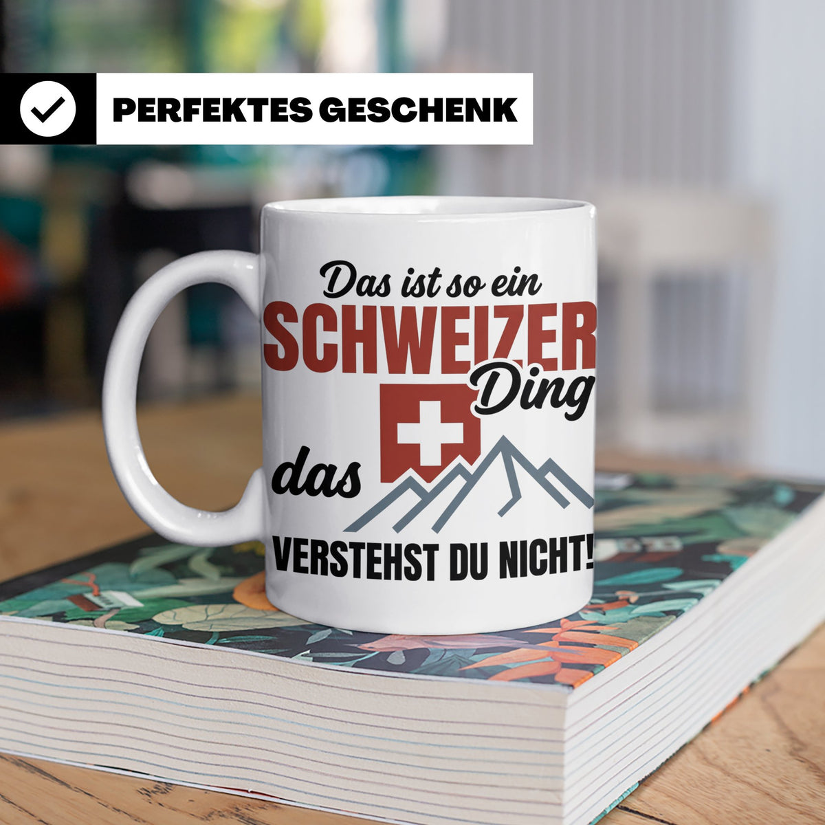 Schweizer Tasse mit Spruch "Schweizer Ding", Geschenk für Sc – Weiß [farbe:weiß]