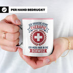 Schweiz Tasse mit Spruch Ich brauche keine Therapie | Lustig – Rosa [farbe:rosa]