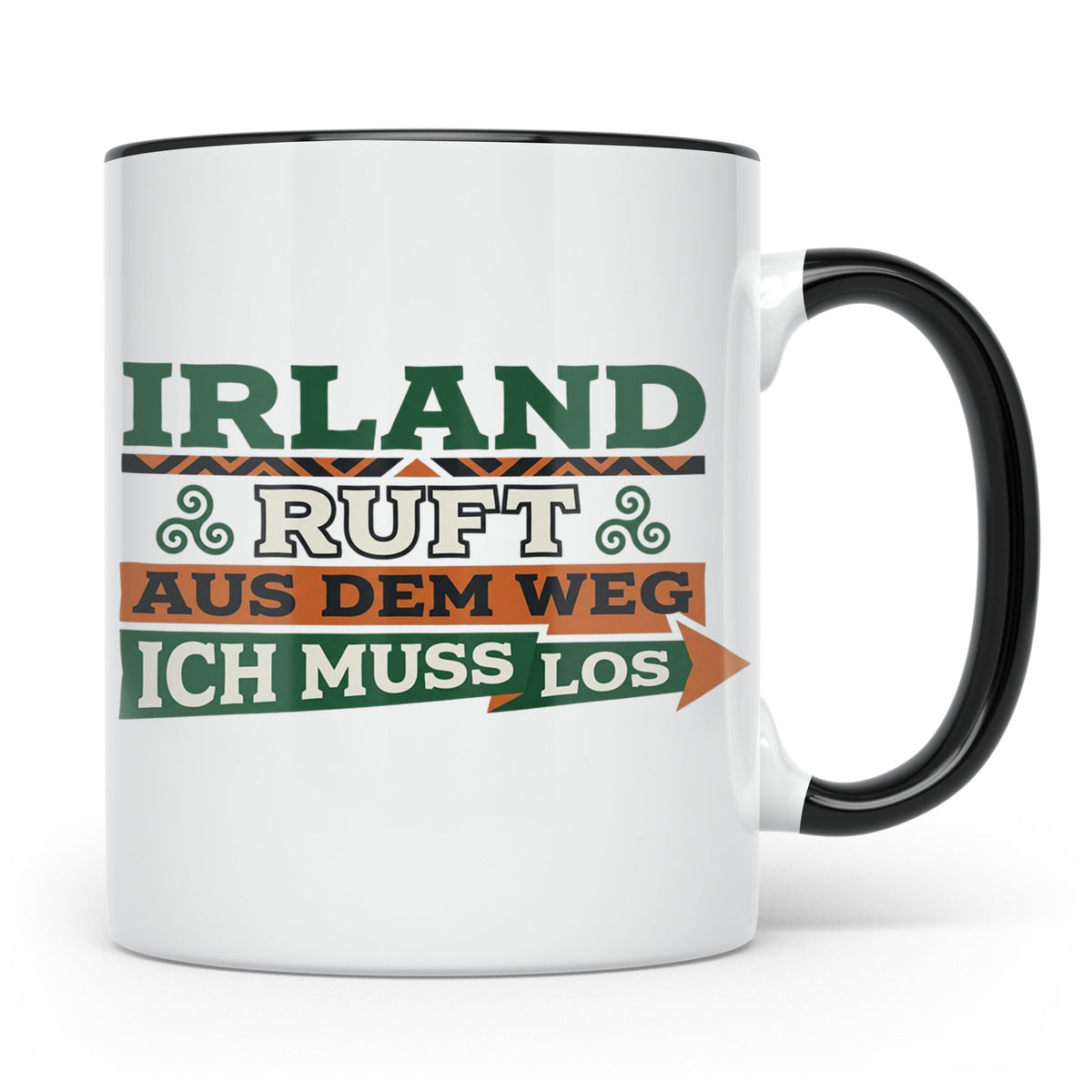 Irland ruft Tasse für Auswanderer & Urlauber, Keltischer Kno – Schwarz [farbe:schwarz]