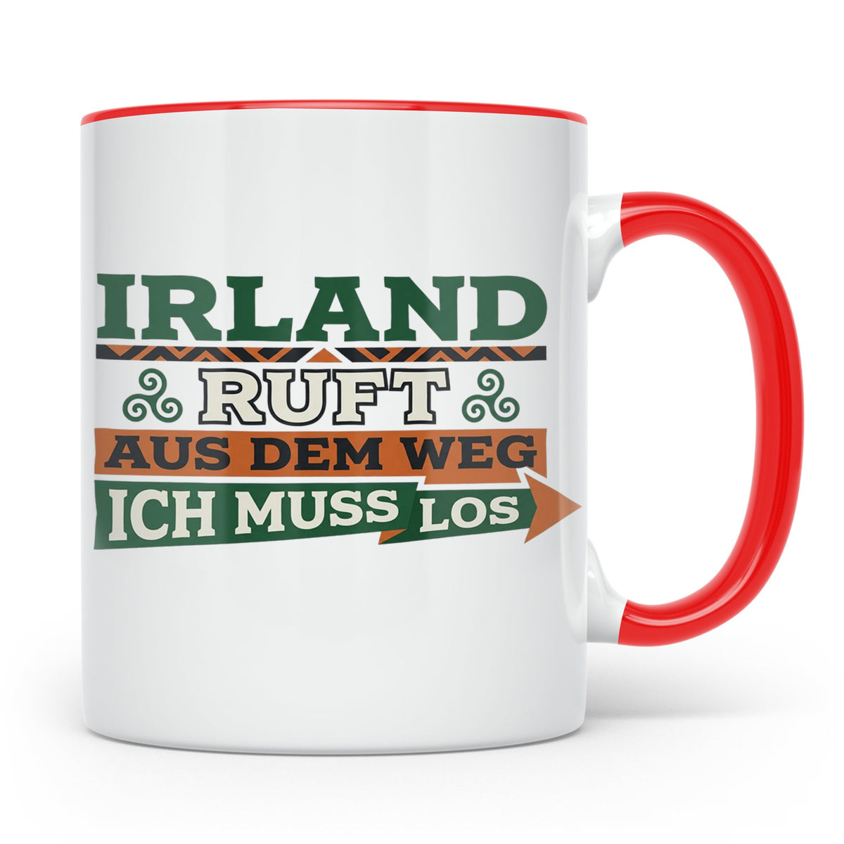 Irland ruft Tasse für Auswanderer & Urlauber, Keltischer Kno – Rot [farbe:rot]