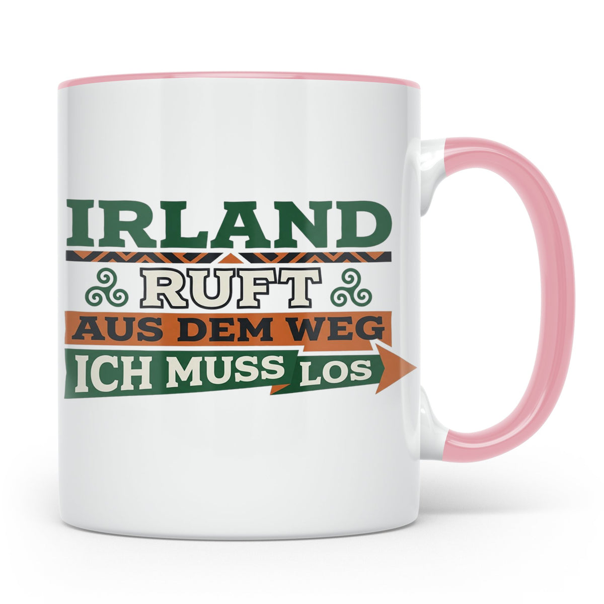 Irland ruft Tasse für Auswanderer & Urlauber, Keltischer Kno – Rosa [farbe:rosa]