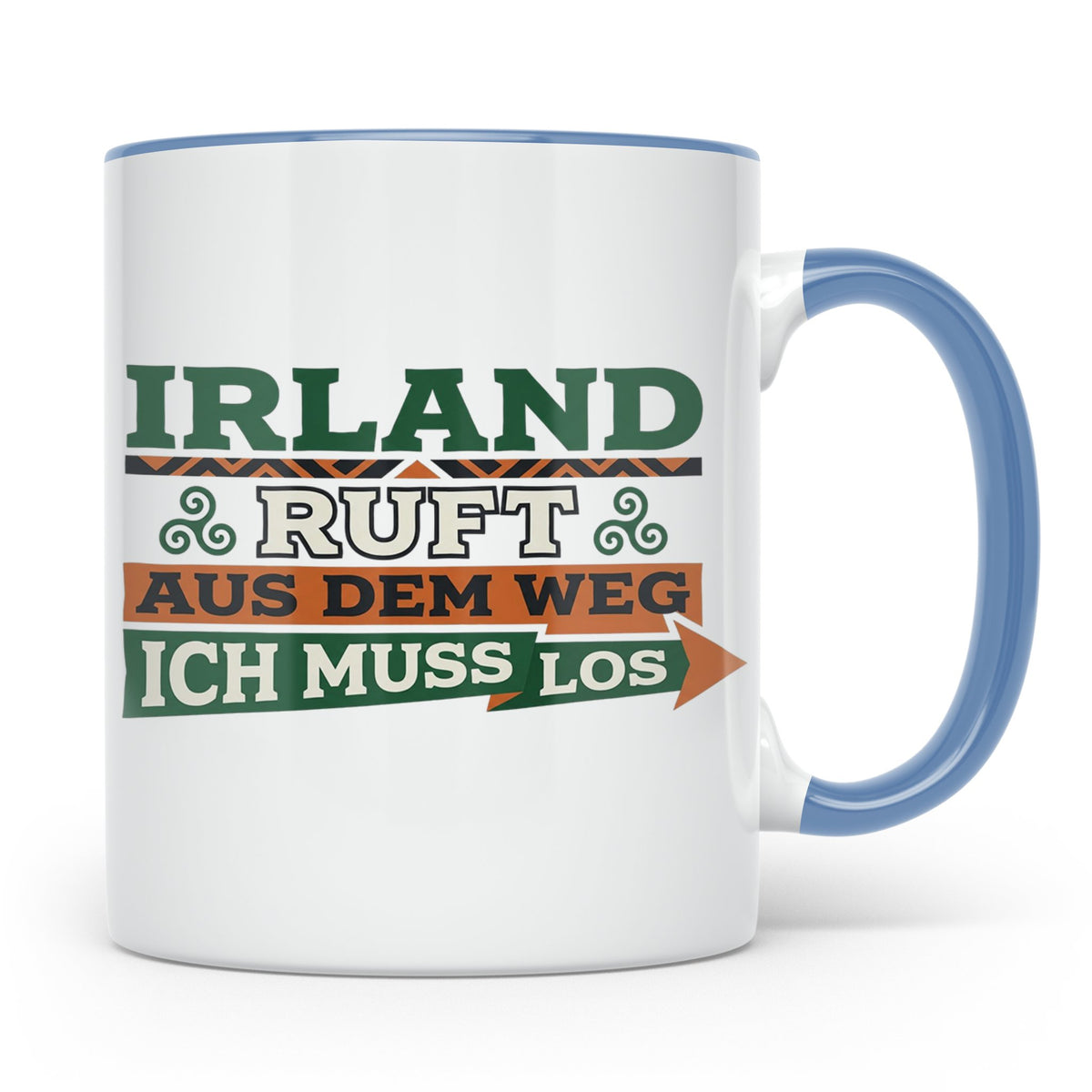 Irland ruft Tasse für Auswanderer & Urlauber, Keltischer Kno – Blau [farbe:blau]