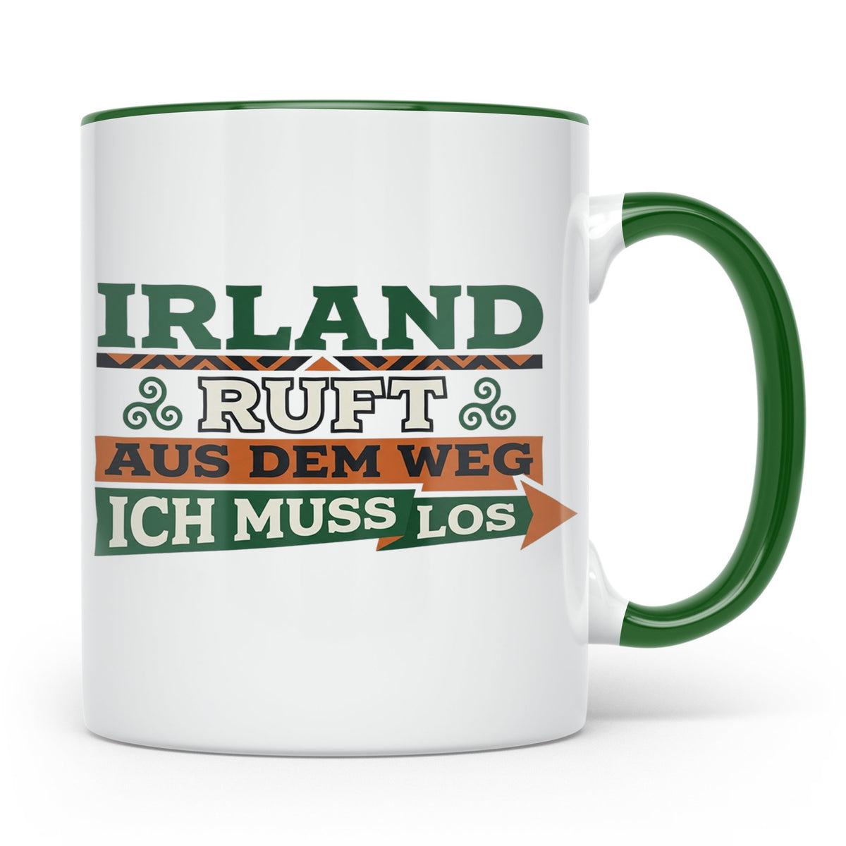 Irland ruft Tasse für Auswanderer & Urlauber, Keltischer Kno – Grün [farbe:grün]