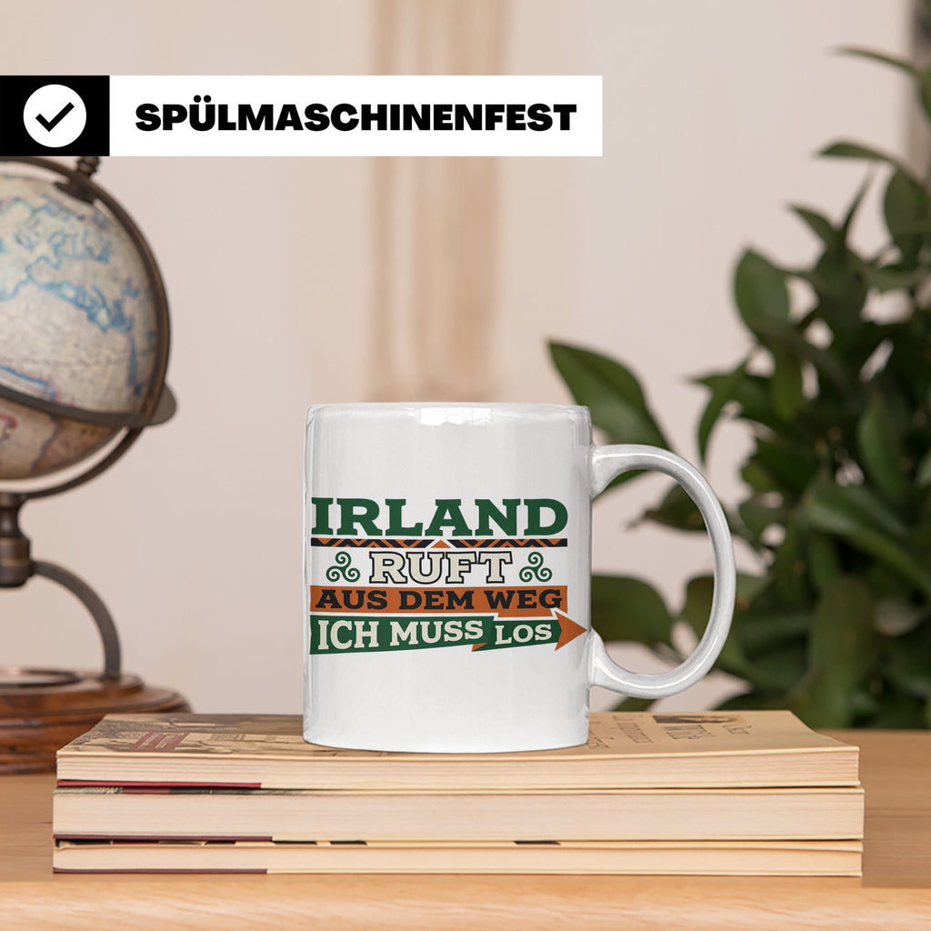 Irland ruft Tasse für Auswanderer & Urlauber, Keltischer Kno – Weiß [farbe:weiß]