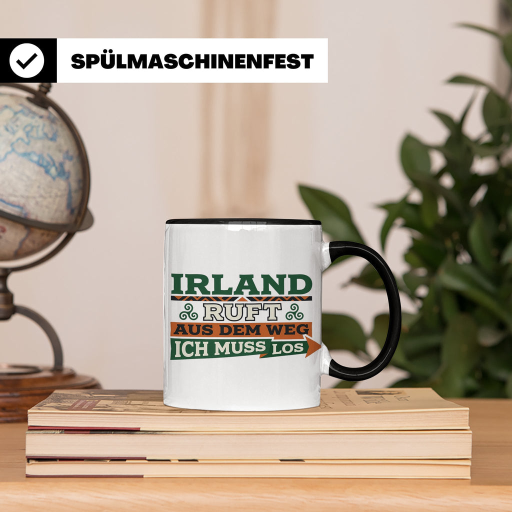 Irland ruft Tasse für Auswanderer & Urlauber, Keltischer Kno – Schwarz [farbe:schwarz]