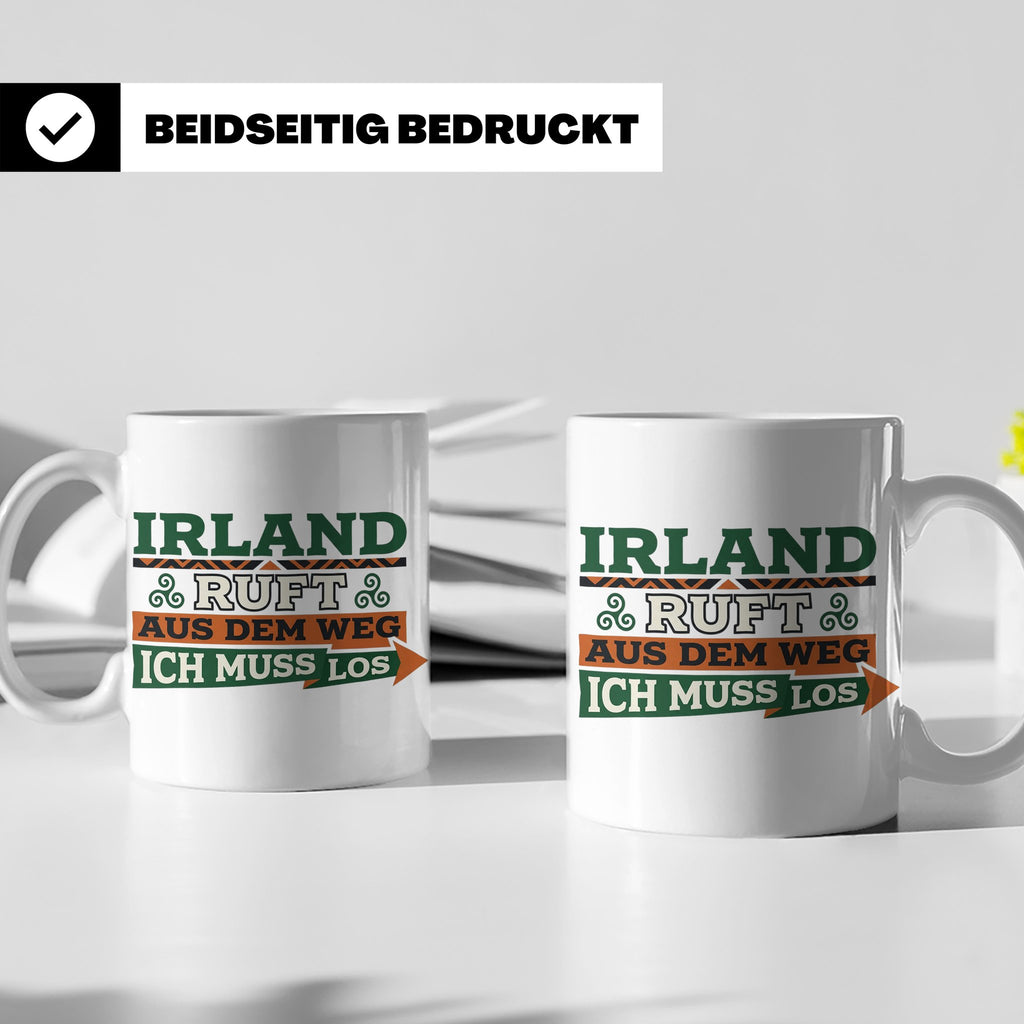 Irland ruft Tasse für Auswanderer & Urlauber, Keltischer Kno – Weiß [farbe:weiß]