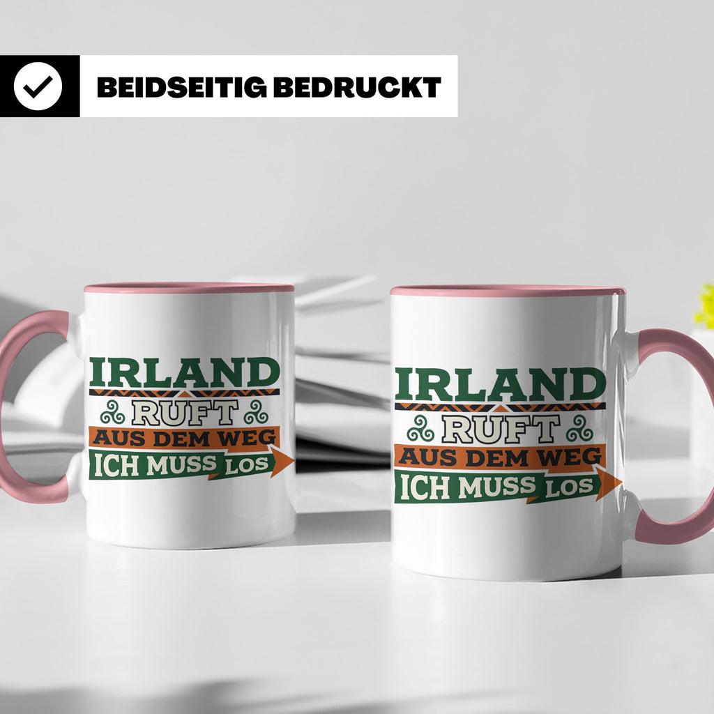 Irland ruft Tasse für Auswanderer & Urlauber, Keltischer Kno – Rosa [farbe:rosa]