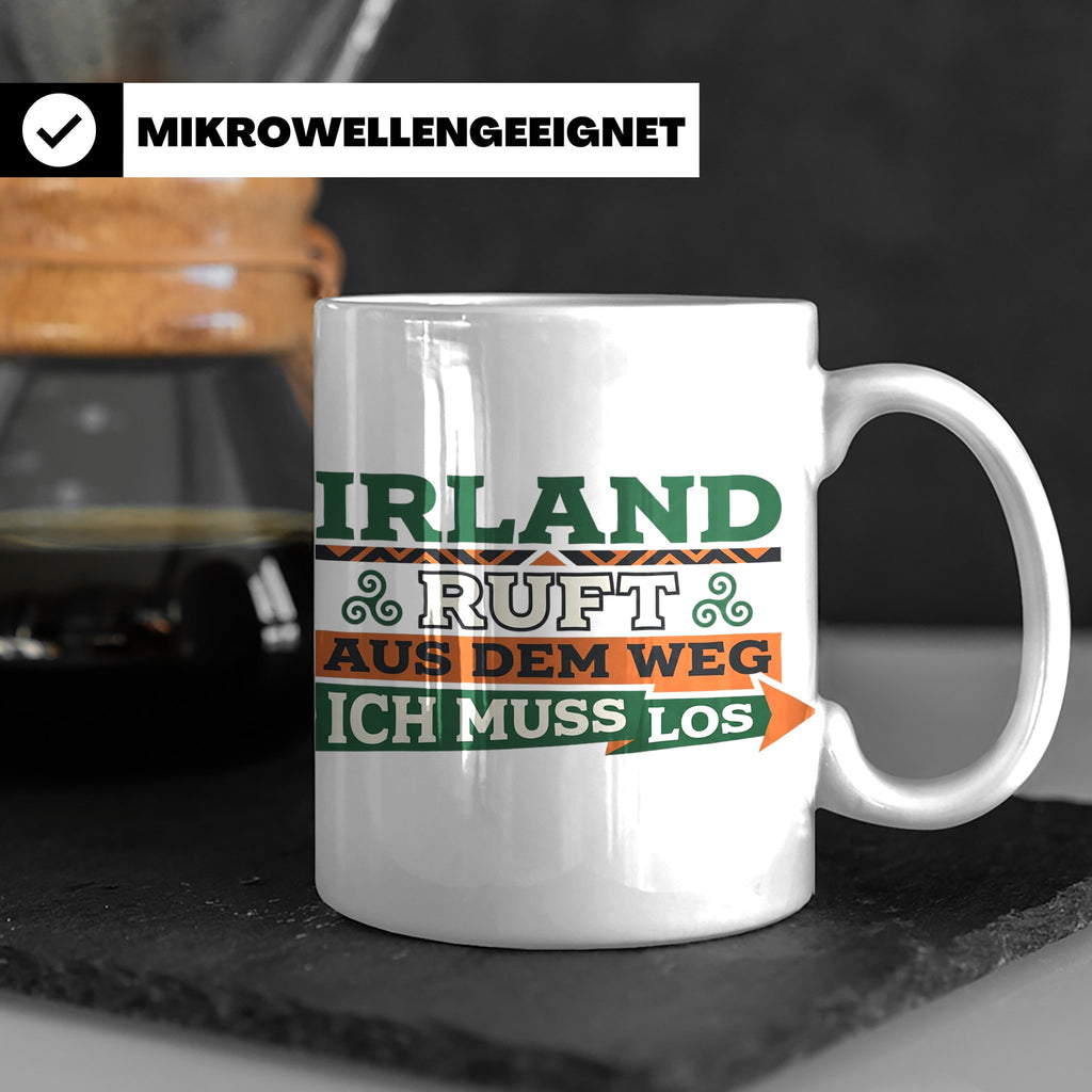 Irland ruft Tasse für Auswanderer & Urlauber, Keltischer Kno – Weiß [farbe:weiß]