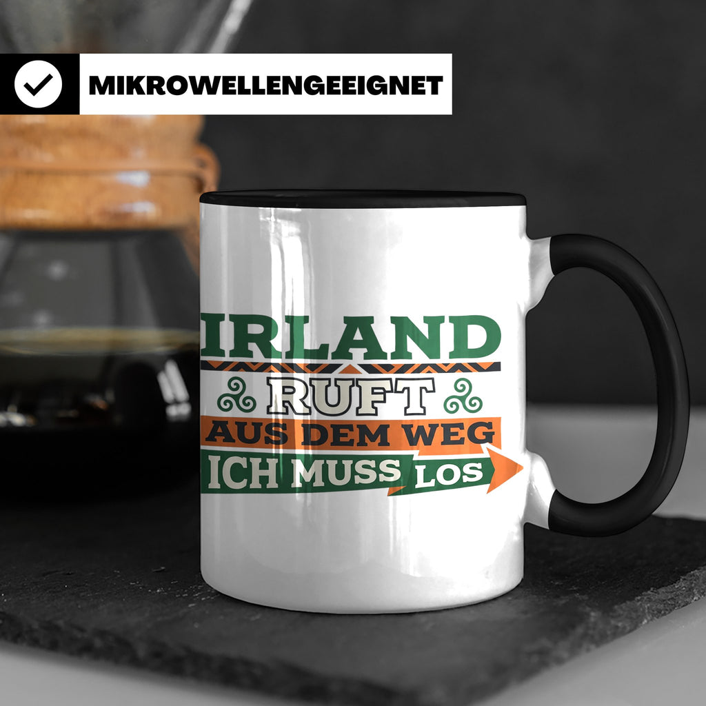 Irland ruft Tasse für Auswanderer & Urlauber, Keltischer Kno – Schwarz [farbe:schwarz]