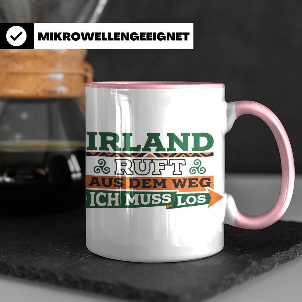 Irland ruft Tasse für Auswanderer & Urlauber, Keltischer Kno – Rosa [farbe:rosa]