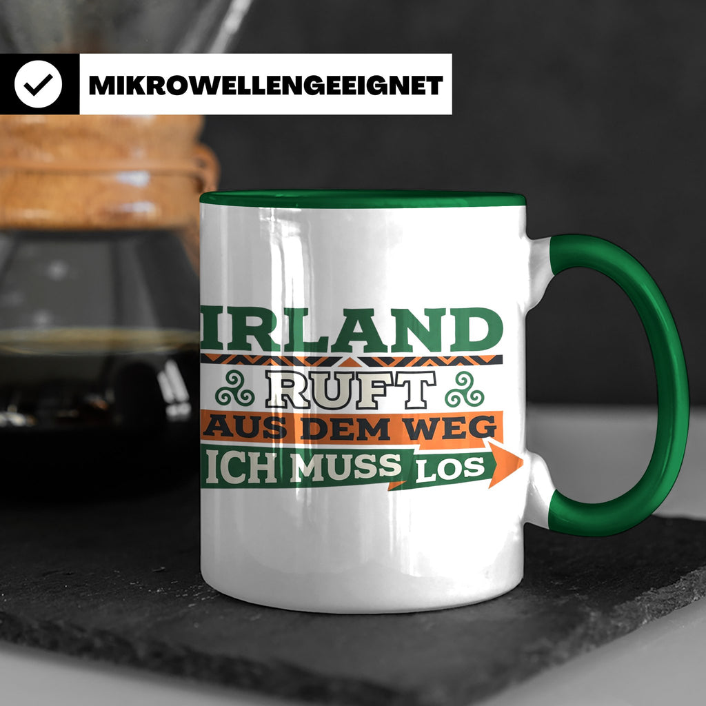 Irland ruft Tasse für Auswanderer & Urlauber, Keltischer Kno – Grün [farbe:grün]