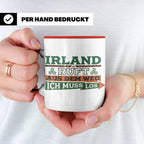 Irland ruft Tasse für Auswanderer & Urlauber, Keltischer Kno – Rot [farbe:rot]